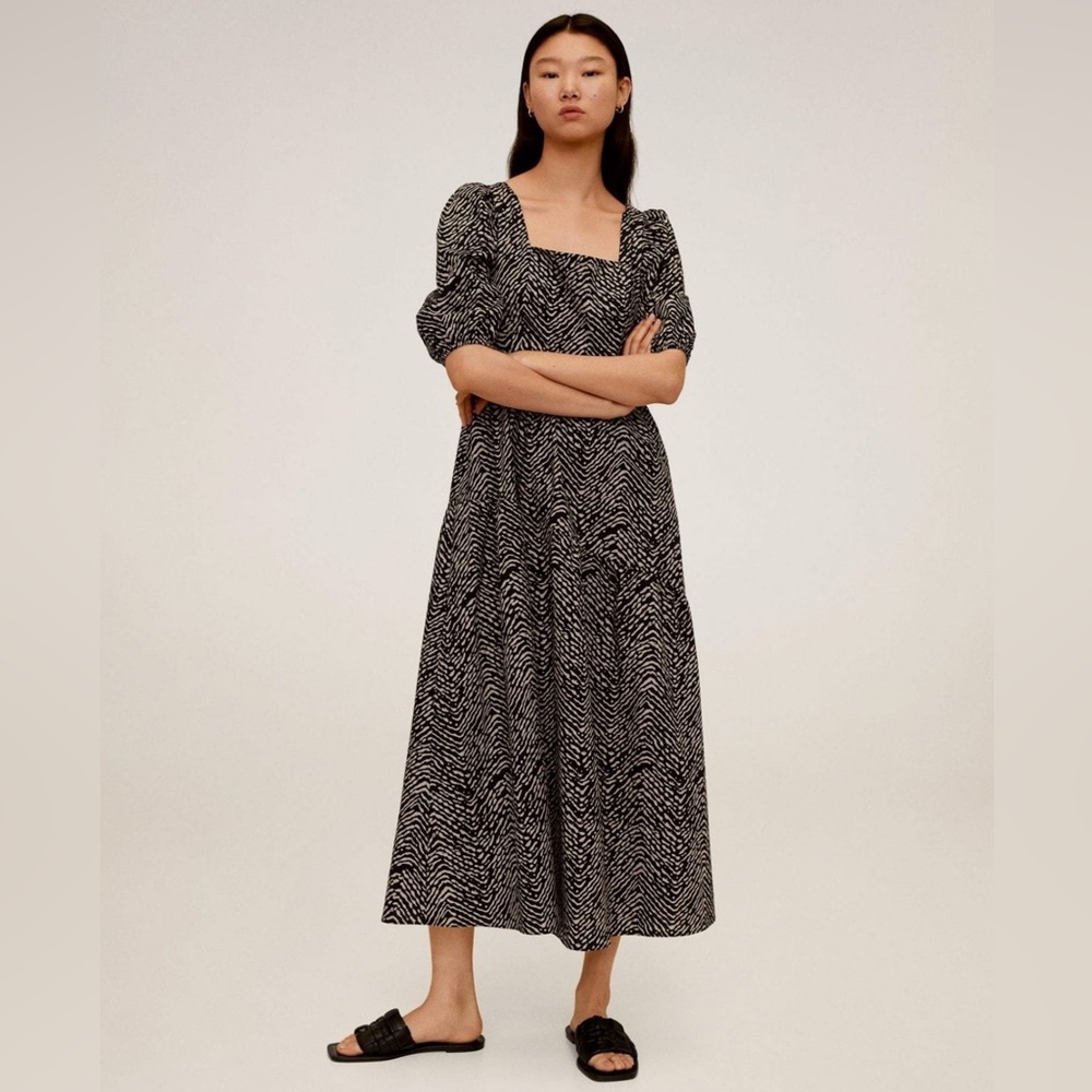 MANGO Puffed sleeve cotton dress